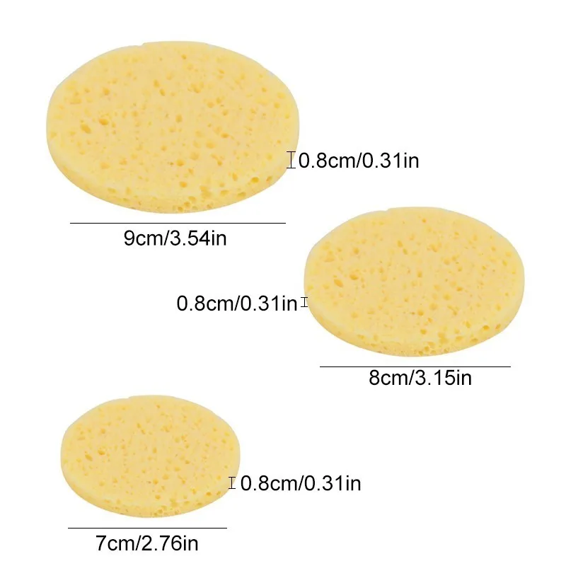 70*8/80*8/90*8 мм губка для очистки лица воздушные накладки натуральное древесное волокно Уход за кожей лица мойка Чистка губка для макияжа, комплект из 4 предметов