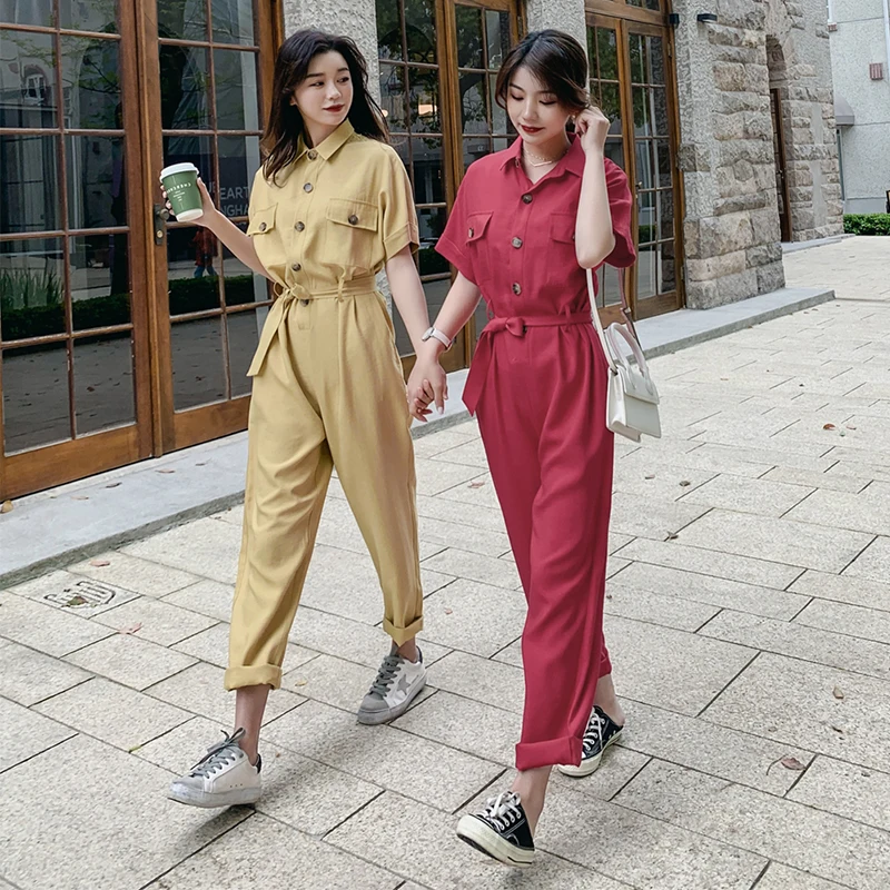 

new arrival woman fashion temperament comfortable jumpsuit OL high waist elegant work style temperament long solid cute jumpsuit