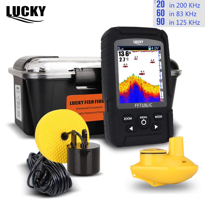 

LUCKY FF718LiCD 200KHz/83KHz Dual Frequency 2 in 1 Fish Finder 2.8" Color LCD Portable Fishfinder Echo Sounder Sonar for Fishing