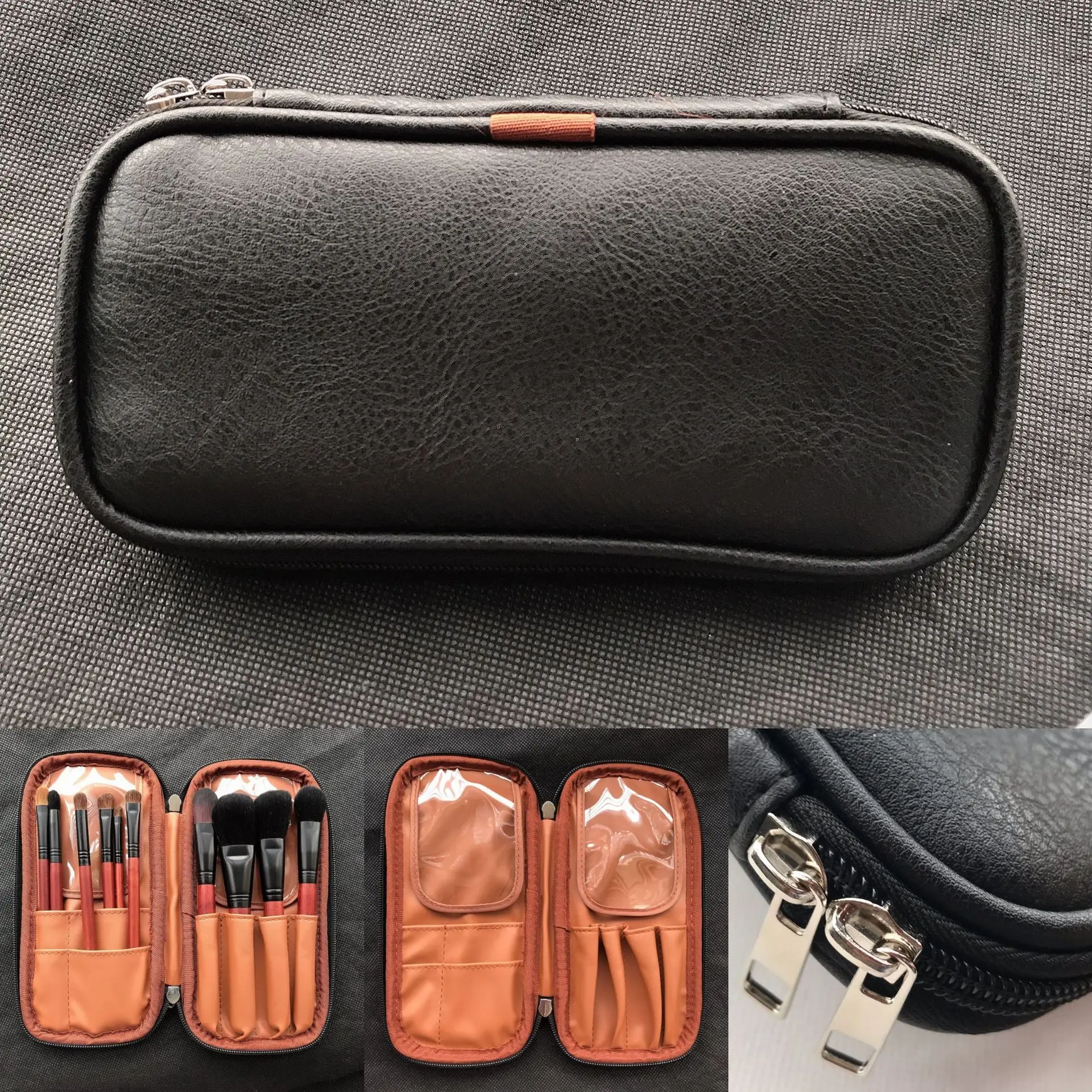 

12pcs/set Makeup Brushes Brush Set with Zipper Brush Bag Silver Black Pink Full PU High-end Makeup Brush Bag