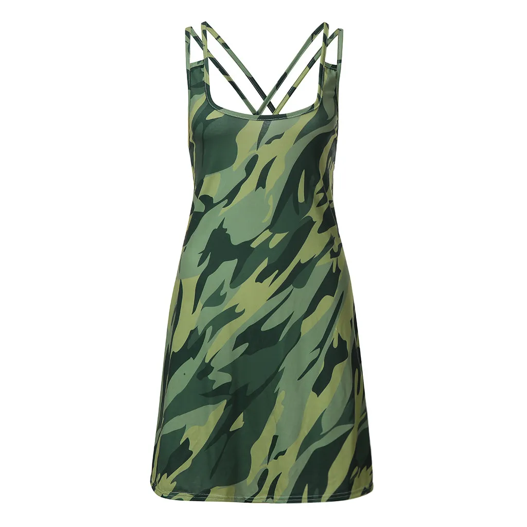 

FREE OSTRICH Women T Shirts Sleeveless Loose Camouflage Spaghetti Strap ONeck Trend Elegant Noble Vogue Summer T-Shirt For Women