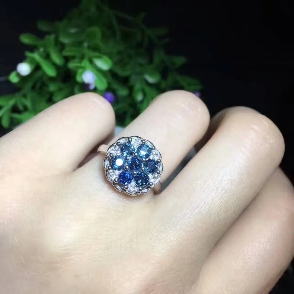 Natural biru sapphire batu Cincin batu permata Alam cincin 