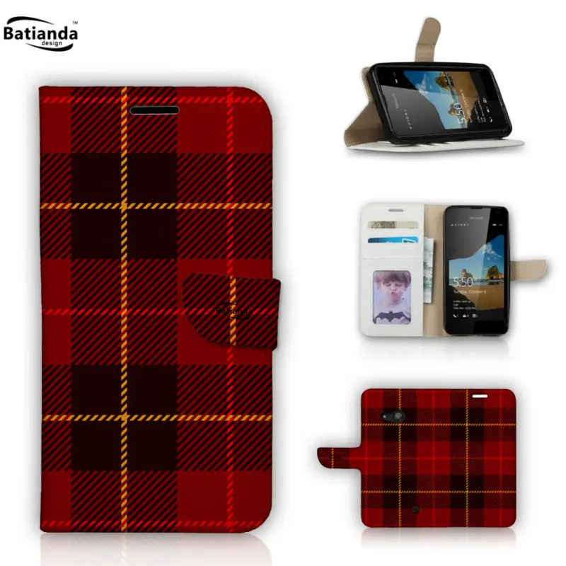 Classical font b Tartan b font Pattern Case For Microsoft Lumia 550 4 7 Case Flip