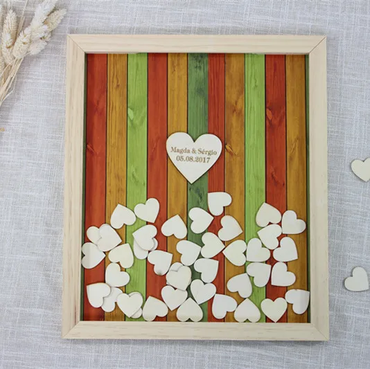 

Personalized Wedding Guest Book Frame ,Unique Alternative Drop Top Guestbook, Wooden Heart Sign Guestbook Rustic Wedding Decor