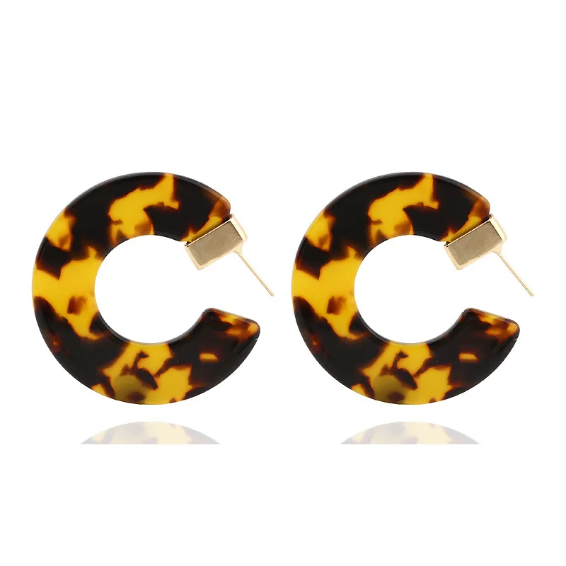 

Bohemian Geometric Leopard Print Acrylic Hoop Earrings 2019 Big Earrings for Women Colorful Fashion Jewelry
