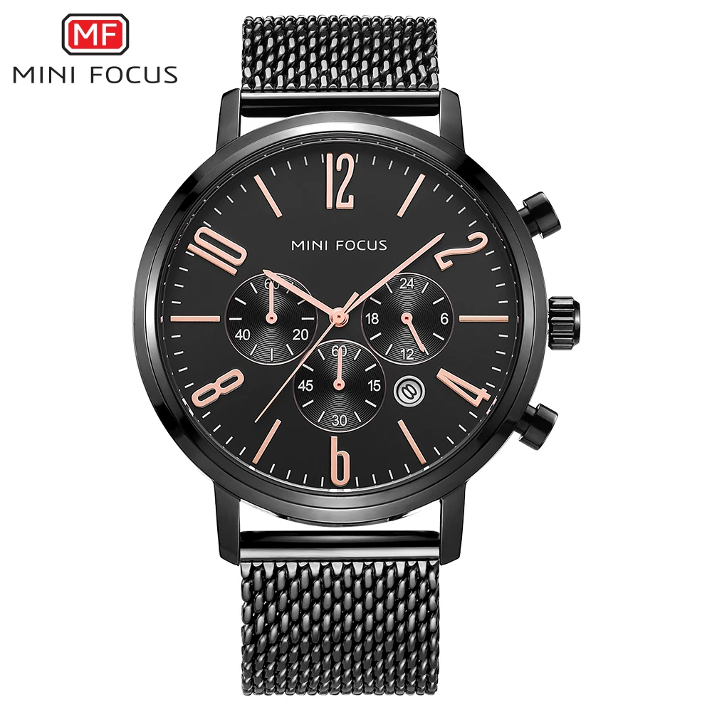 

MINI FOCUS 2018 Fashion Sport Watches Men Analog Date Clock Stainless Steel Military Waterproof Quartz Watch Relogio Masculino