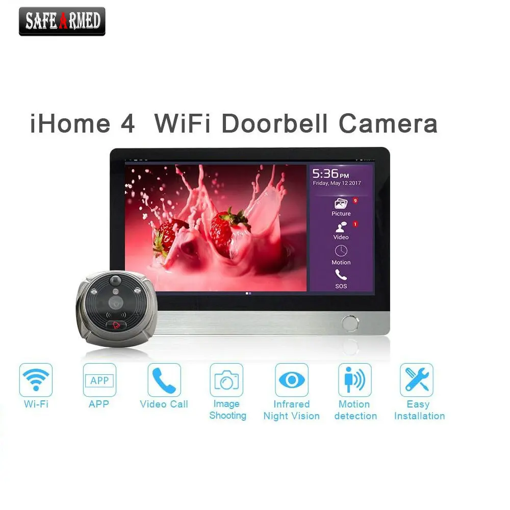 WiFi Digital Peephole Door Viewer - Willful 7\ LCD Touch Screen Front Door Peephole Camera Wifi Doorbell with Intercom silver