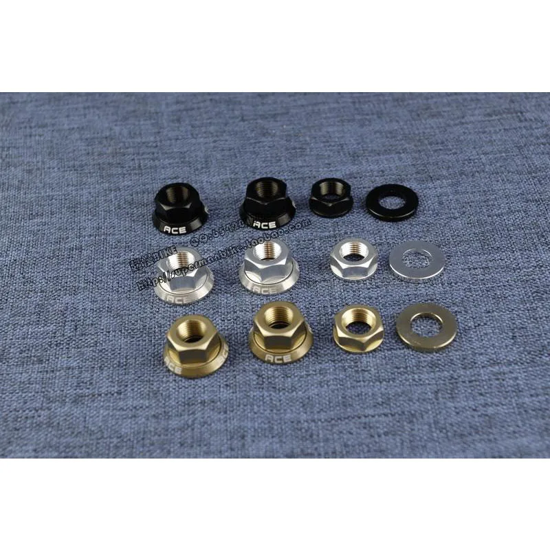 

3 Colors Bicycle Hub Rear Wheel Adjustment Nut Titanium Nut M10 Aluminum Washers Groove Flat Gaskets Lightweight For Brompton