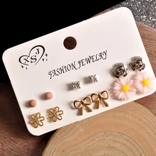 Новые Модные женские ювелирные изделия оптом для девочек вечерние бантом Цветочные серьги-гвоздики ASOS mix and match Тип 6 пар/компл. серьги подарок