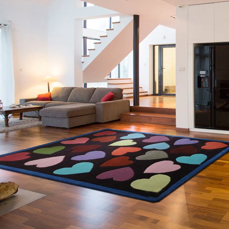 

ALITEXTILEBTOC Customizable Size Carpet For Home 100% Acrylic Heart-Shaped Cute Rectangular Rug Hand Carved Non-Slip Carpet