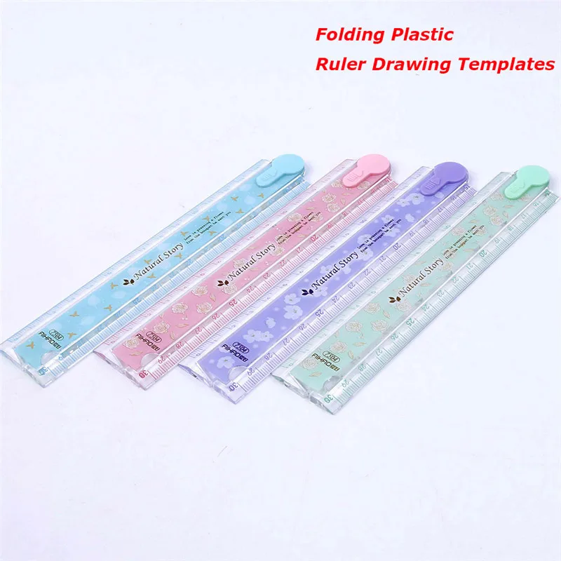 

1Pcs Lovely Candy Colors Style 30cm Drawing Multifunction PVC Folding Ruler Student School Stationery Office School Supplies