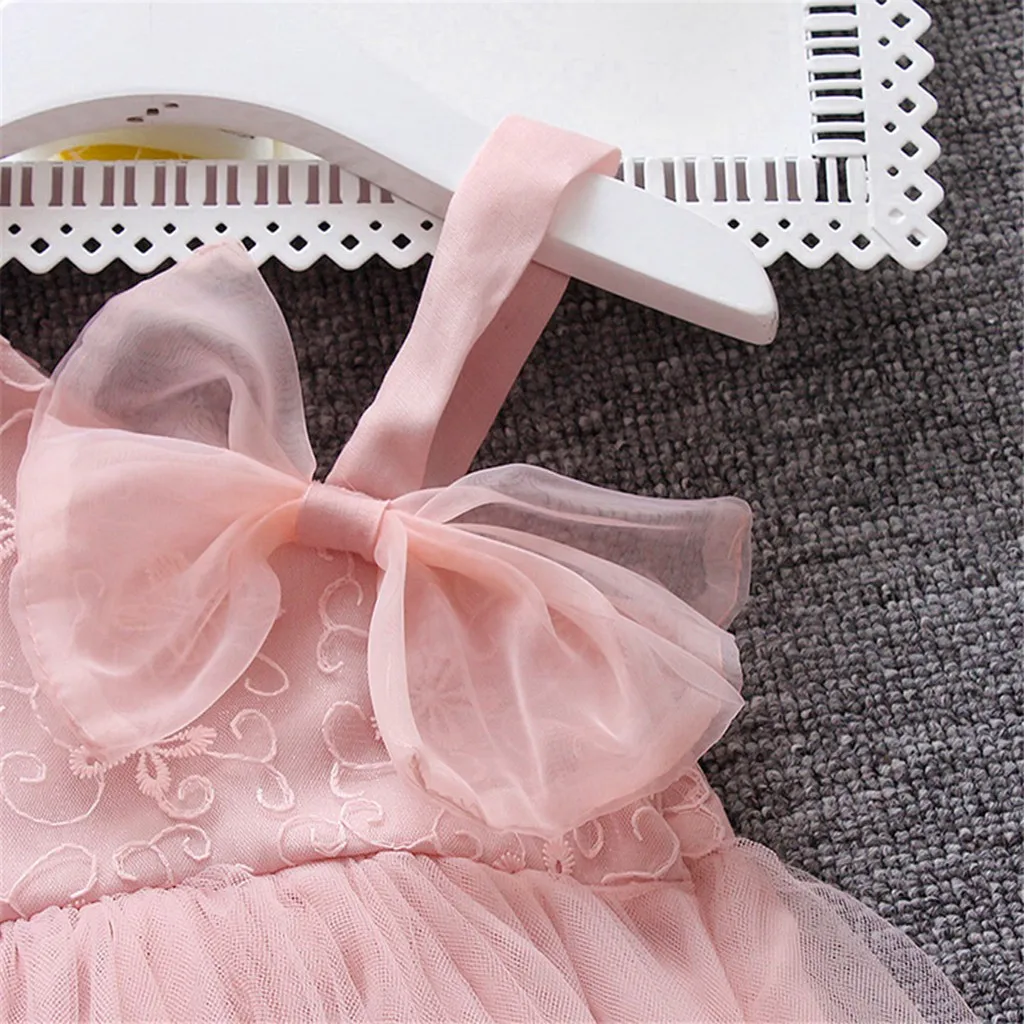 Детские платья для девочек; фатиновые платья принцессы без рукавов; однотонные кружевные вечерние платья с цветочным рисунком и бантом для маленьких девочек; vestido infantil