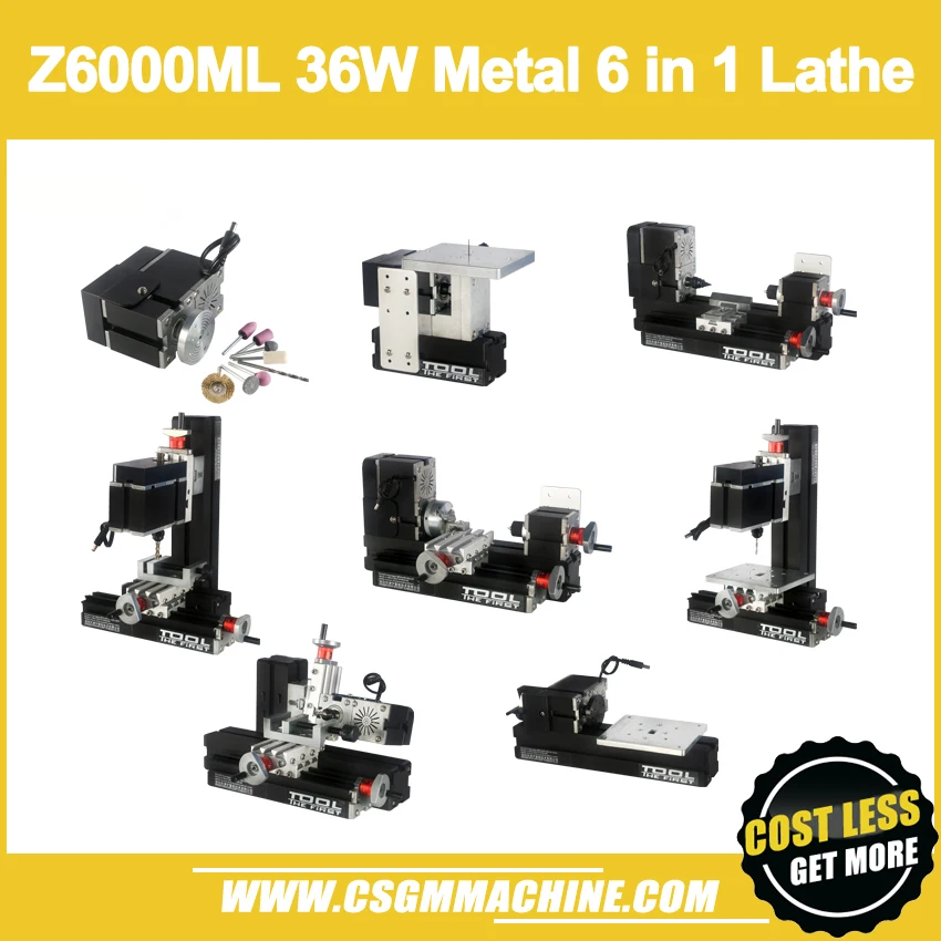 Z6000ML W металлический 6 в 1 Мини токарный станок/36 Вт 12000 об/мин мини станок/DIY мощный