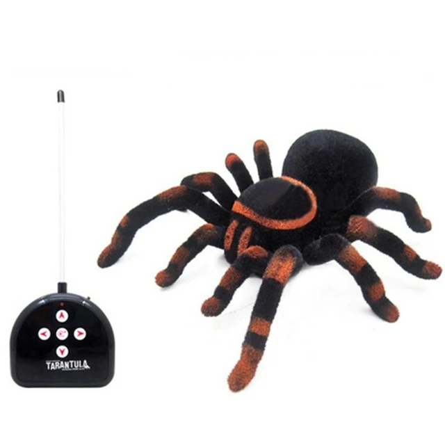 Electronic pet Remote Control Simulation tarantula Eyes Shine smart black Spider 4Ch Halloween RC Tricky Prank Scary Toy gift 2