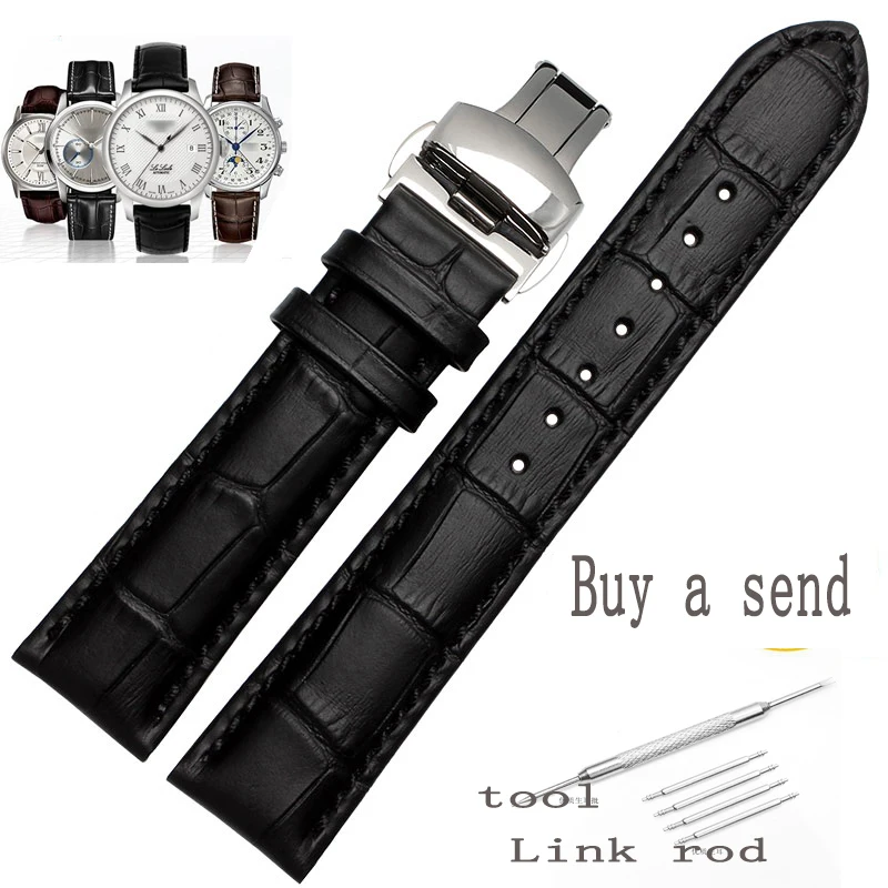 18mm 19mm 20mm 21mm 22mm Hot Sale Butterfly clasp Genuine Leather