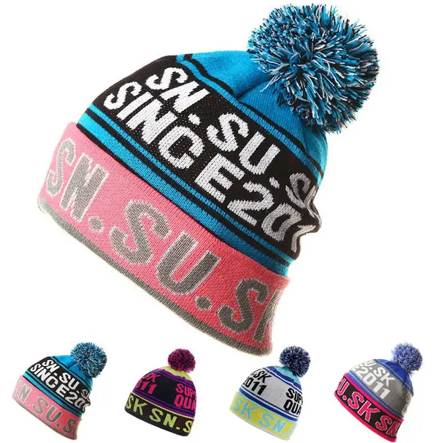 US $7.47 2016  Skiing Hats for Men Women Warm Winter Knitting Skating Skull Cap Hat Beanies Turtleneck Caps 