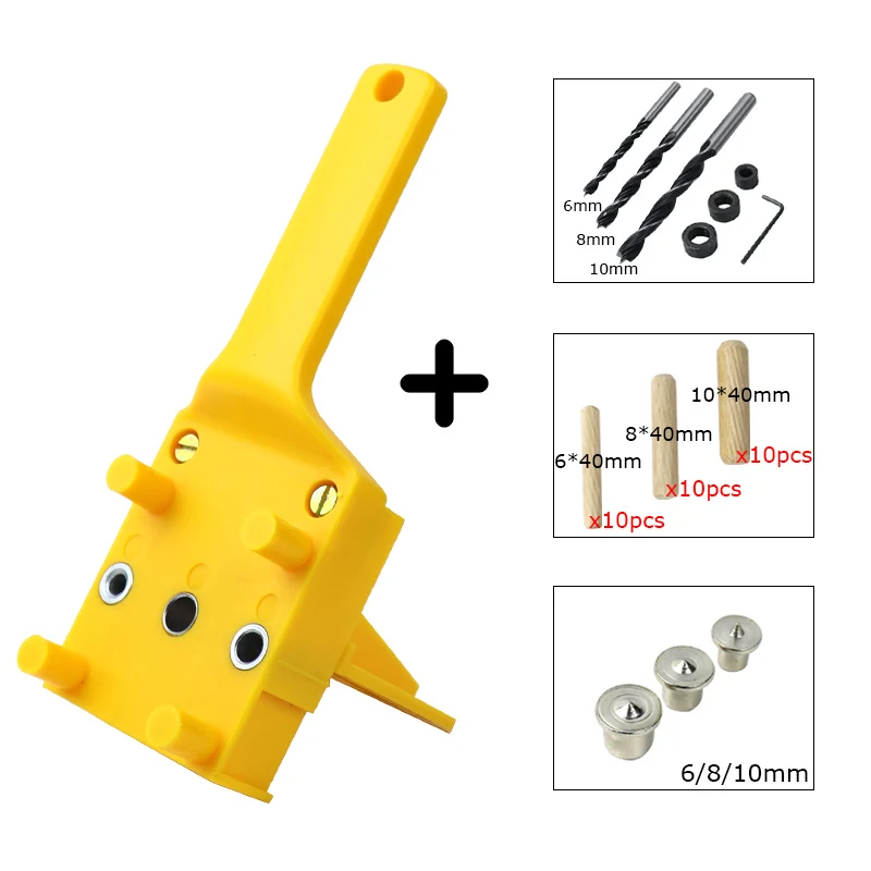 Деревообрабатывающий Самоцентрирующийся зажимной устройство Doweling 6/8/10 мм шаблона для отверстий под косой деревянный дюбель суставов из джинсовой ткани с низким вырезом на направитель сверла для столярных работ инструменты - Цвет: Type-I