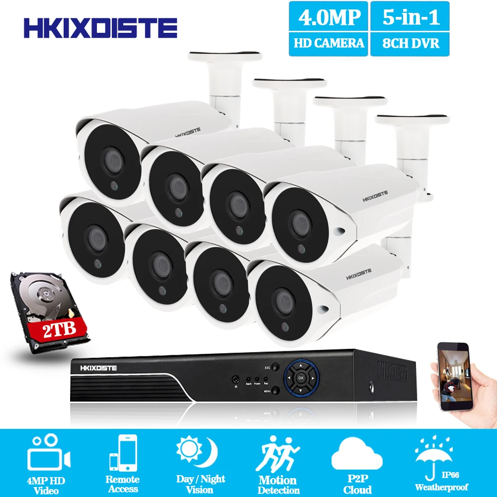 

8 Channel CCTV system AHD 4MP DVR with 8PCS Super HD 4MP Security camera System 4MP 36 LEDs camera video surveillance kit
