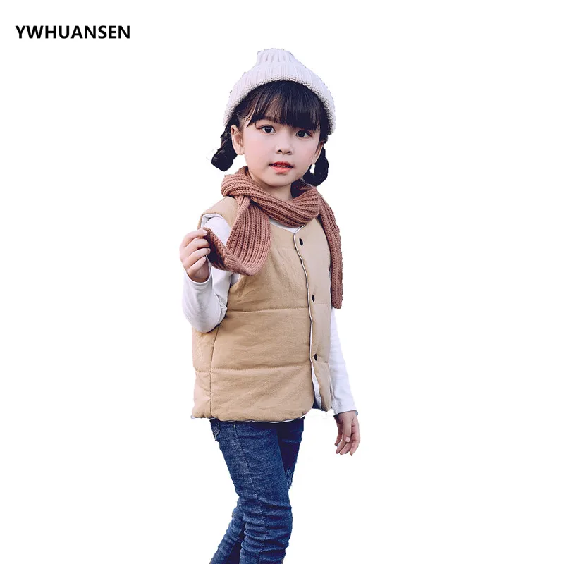 YWHUANSEN 2018 Новое поступление детский хлопковый жилет зимнее пальто для девочек