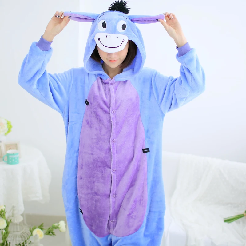 Осел взрослых пижамы Косплэй мультфильм животных Onesie Костюм для Рождества и