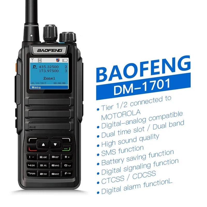 Новое поступление Baofeng DM-1701 DMR цифровая рация UHF VHF Мобильный приемопередатчик питьевой CB радио совместимый Motolora Tier I/II