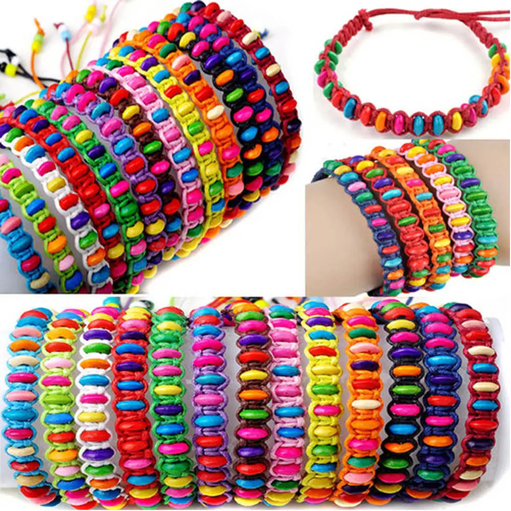 10pcs Wholesale Lot Beads Braid Handmade Fashion Friendship Adjustable Braceletsin Strand