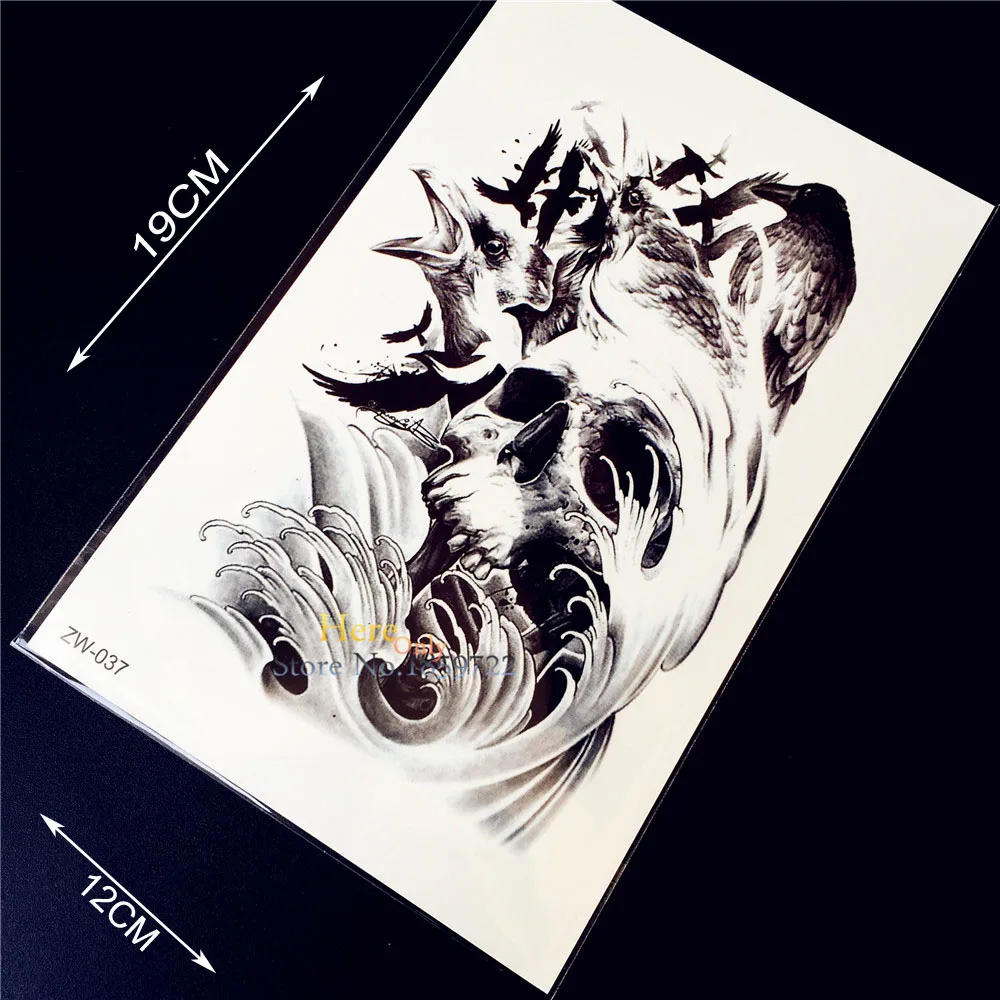 1 PC 3D Iblis Desain Gagak Hitam Flash Waterproof Sementara Tato