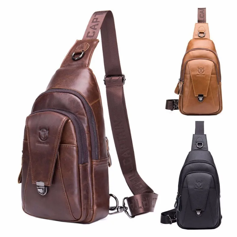 Capitão para Homens Jovens de Couro Bolsas de Couro Bolsa do Mensageiro Touro Crossbody Casual Equitação Sling Ombro Peito Dia Volta Pacote