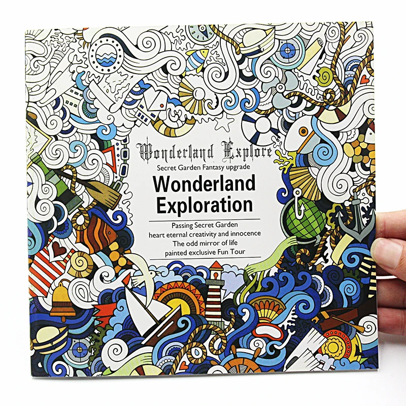 1 PCS New 24 Pages English Version Wonderland Exploration Coloring Book For Adult Relieve Stress Graffiti Drawing Art Book