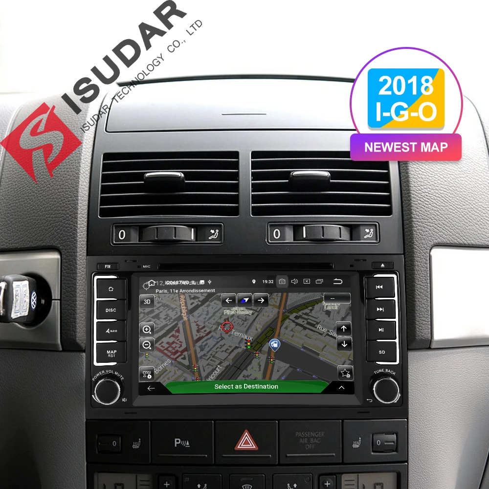 Isudar Автомобильный мультимедийный плеер Android 9 gps 7 дюймов 2 DIN авторадио для