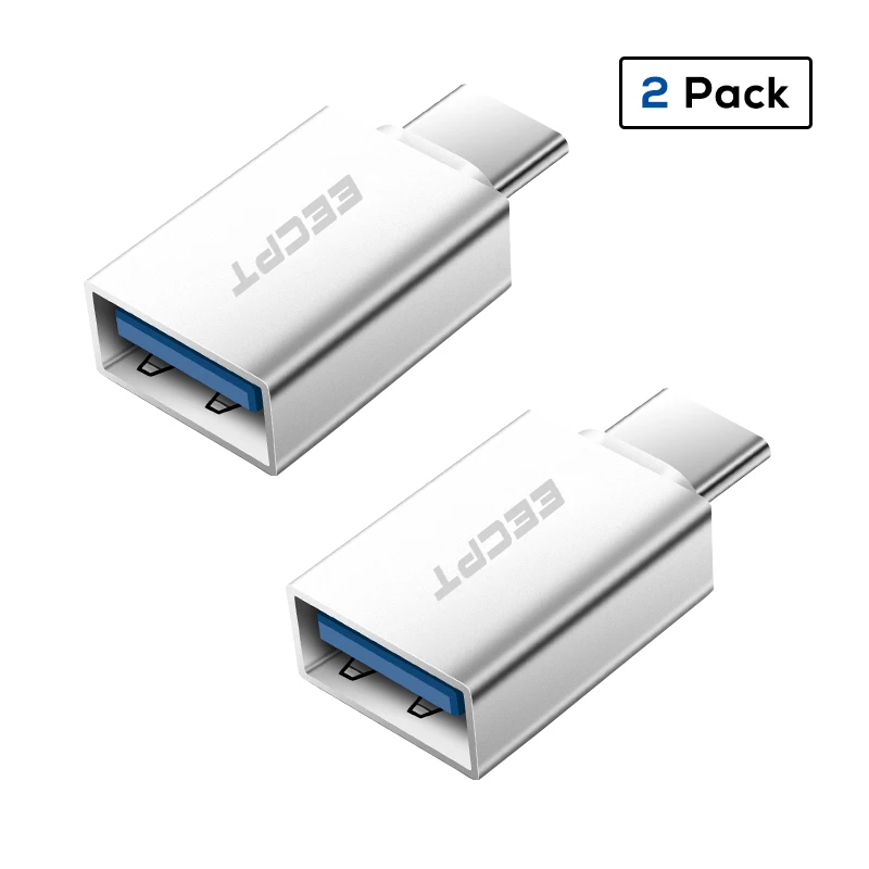 EECPT usb type C OTG адаптер USB C на USB 3,0 OTG type-C конвертер для Macbook samsung S10 S9 huawei mate 20 P20 USB-C разъем - Цвет: 2 Pack Silver