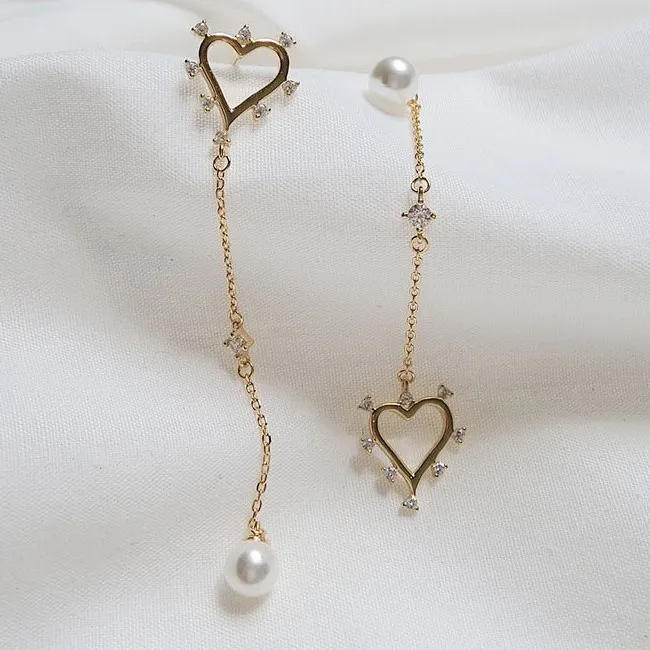 

JC 2019 New Product Free Shipping S925 Sterling Silver Women Jewelry Trend Style Graceful Cute Heart Shape Pearl Dangle Earring