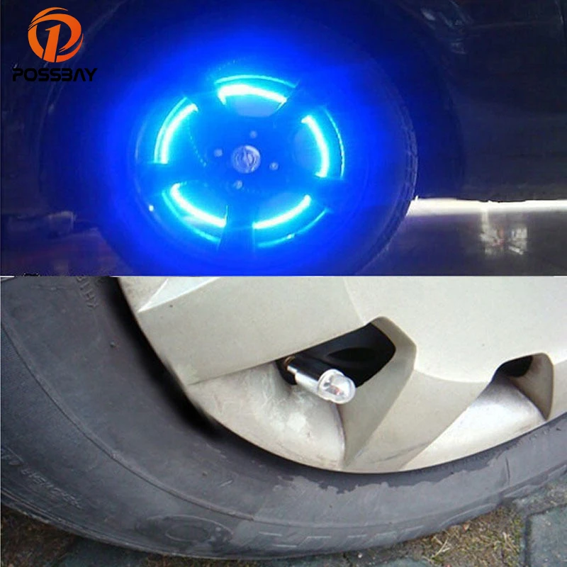 

POSSBAY Universal Blue LED Light Auto Car Tyre Valve Caps Motorcycle Bicycle Wheel Tire Valve Cap Blue LED Car Tire