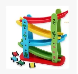 Деревянная детская игрушка горка четырехэтажный планер трек автомобиль слайд блок игрушечный автомобиль