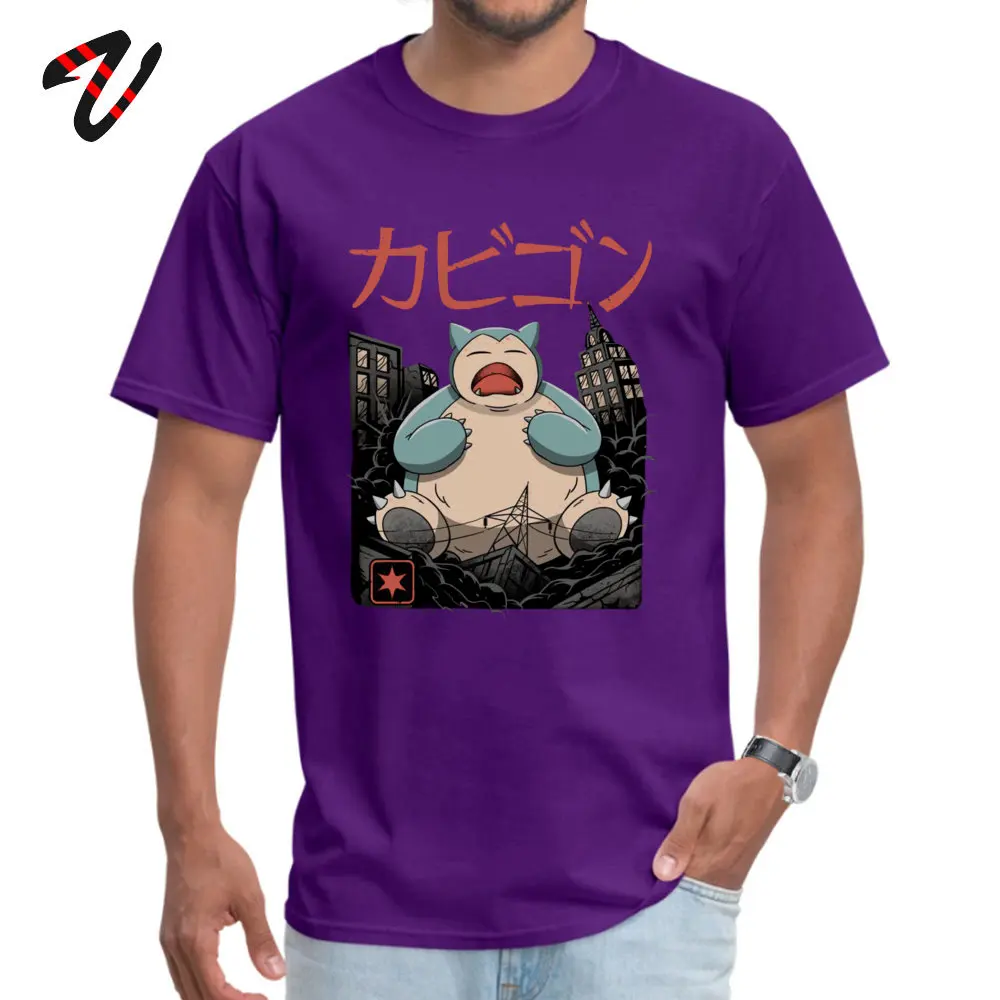 Attrack Snorlax Покемон с вырезом лодочкой футболки Пикачу японского аниме влюбленных Повседневная майка Графический Хлопок Топ футболки мужские - Цвет: Purple