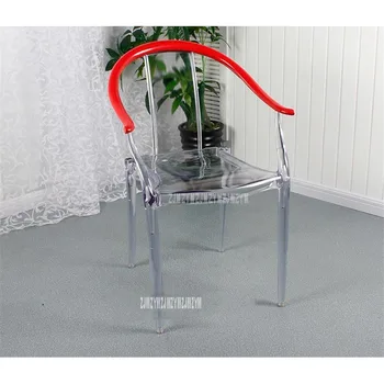 

Simple Fashion Transparent Clear Modern Dining Chair With Armrest Plastic PP Dining Room Reception Chair Hotel Home Furniture