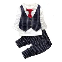 2016 Spring&Autumn New Baby Boy Cheap luxury designer Long Sleeve t-shirt + pants suit boys gentleman Clothing Set free shipping