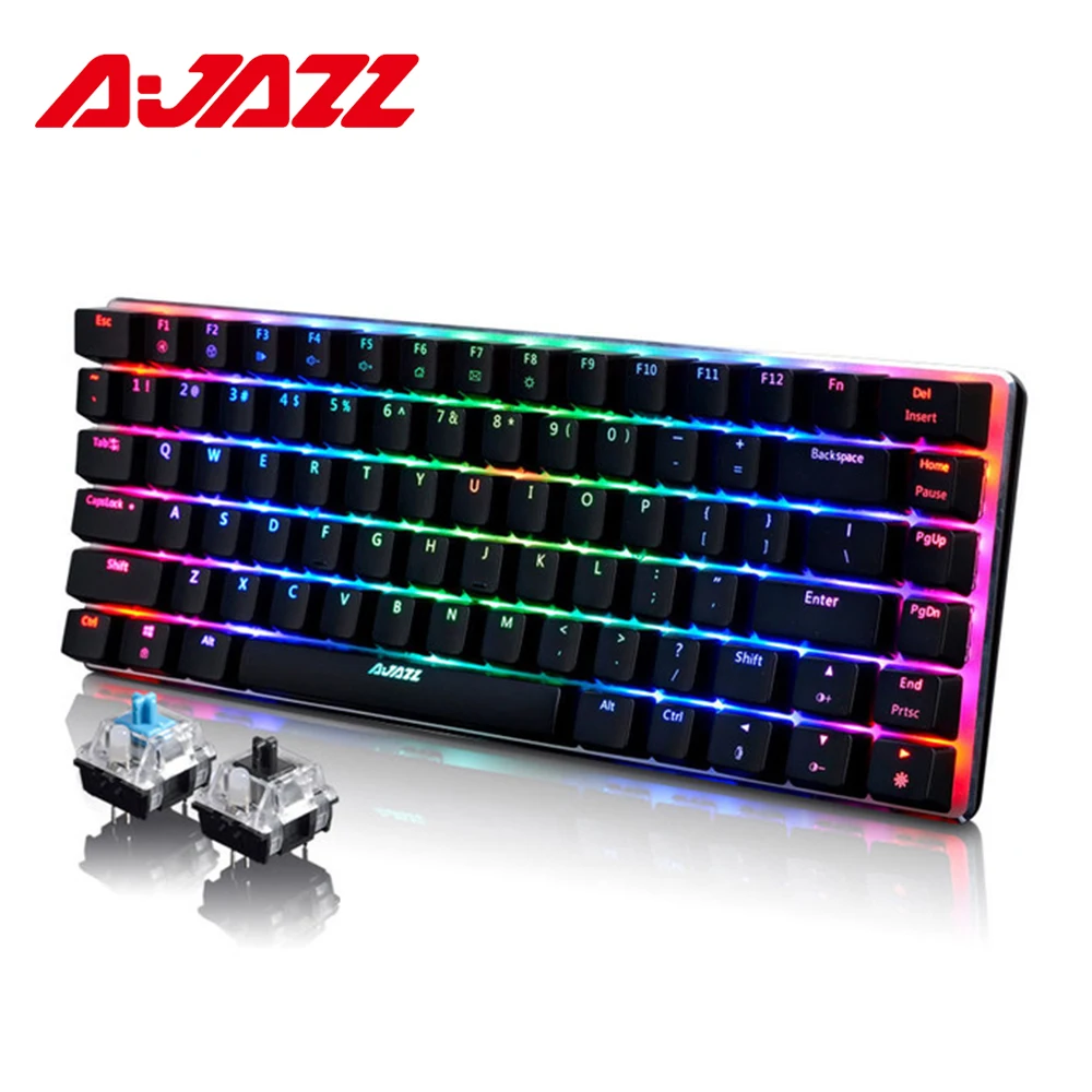 Ajazz AK33 82 клавиши механическая клавиатура RGB подсветка русская/английская раскладка, синий/черный переключатель игровая клавиатура PC Gamer