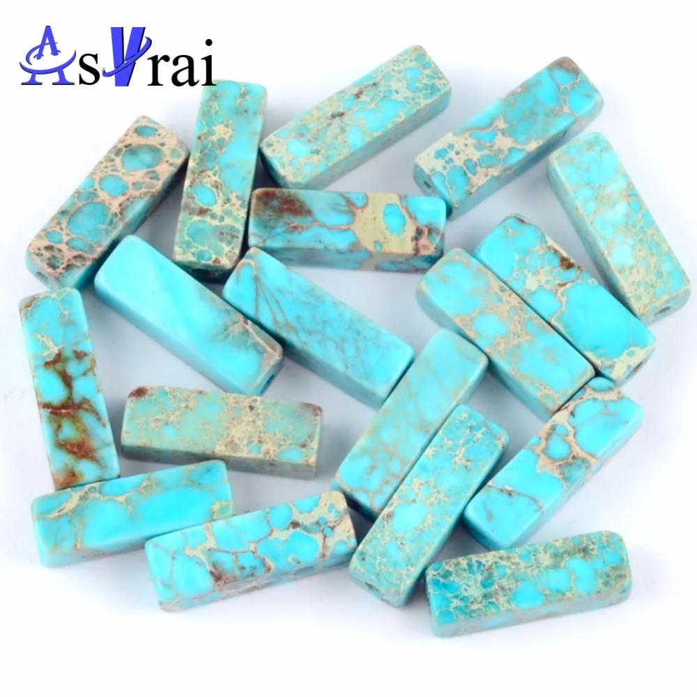 

4x13mm Natural Lake Blue Sea Sediment Jaspers Tube Spacer Beads For Jewelry Making 30pcs/strand Long Column Beads Diy Bracelets