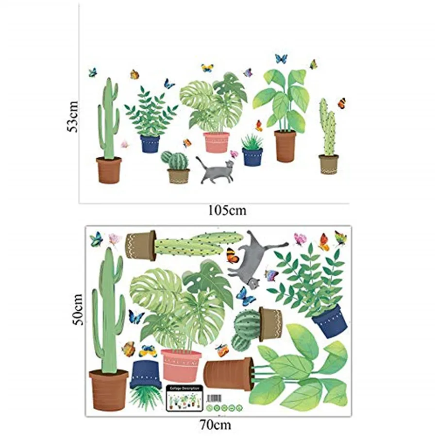 Wall Stickers Garden Potted Plants Cactus Butterfly Home Decor Bedroom Living Room Flower Wall Decals Diy Mural Art Posters Wall Stickers Garden Potted Plants Cactus Butterfly Home Decor Bedroom Living Room Flower Wall Decals Diy Mural Art Posters