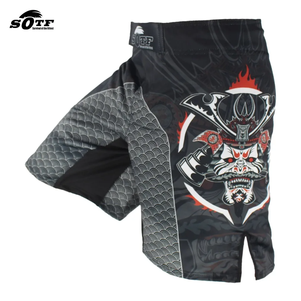 SOTF Black Domineering Samurai Fighting Fight Fitness Shorts Tiger Muay