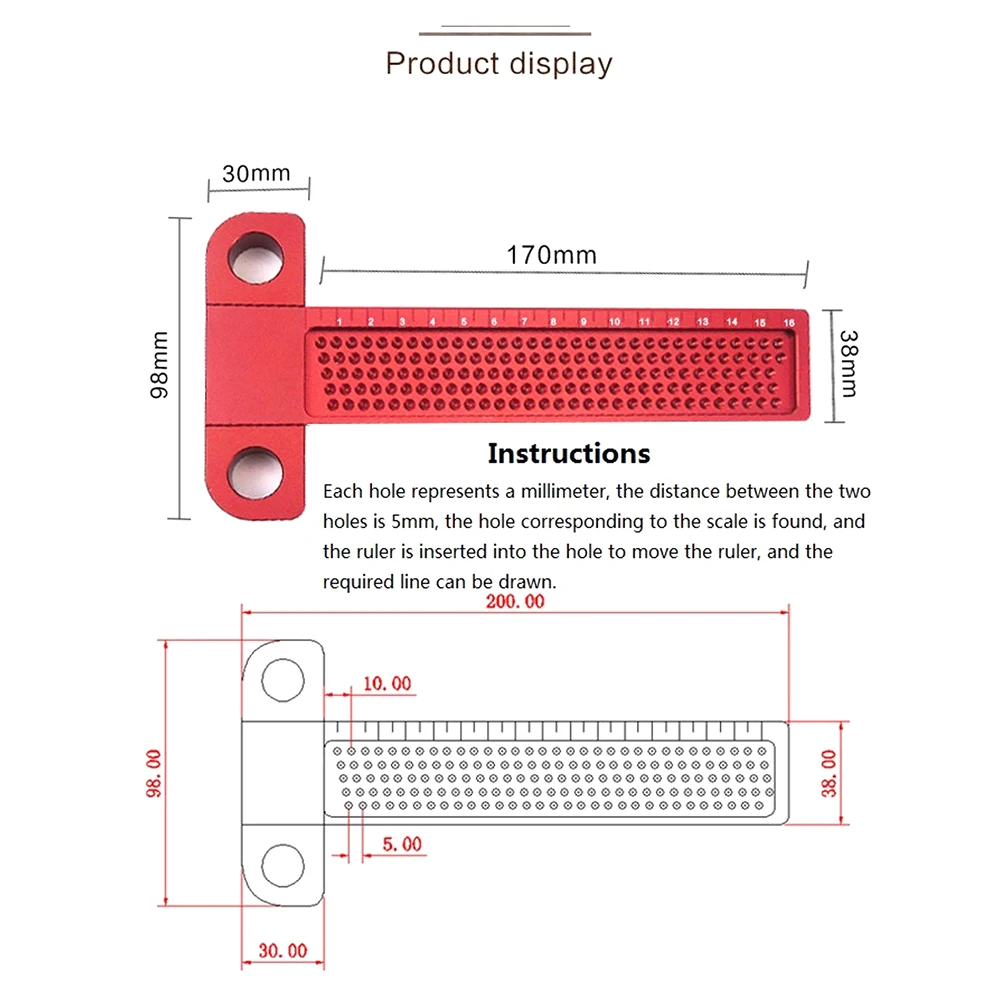 Отличный деревообрабатывающий Scribe алюминиевый Деревообработка t-квадратные измерительные инструменты скрещенная линейка инструмент
