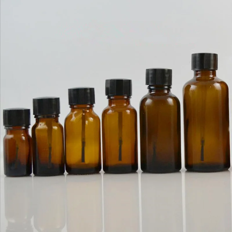 5ml/10ml/15ml/20ml painted amber Glass bottle with plastic Brush Cap