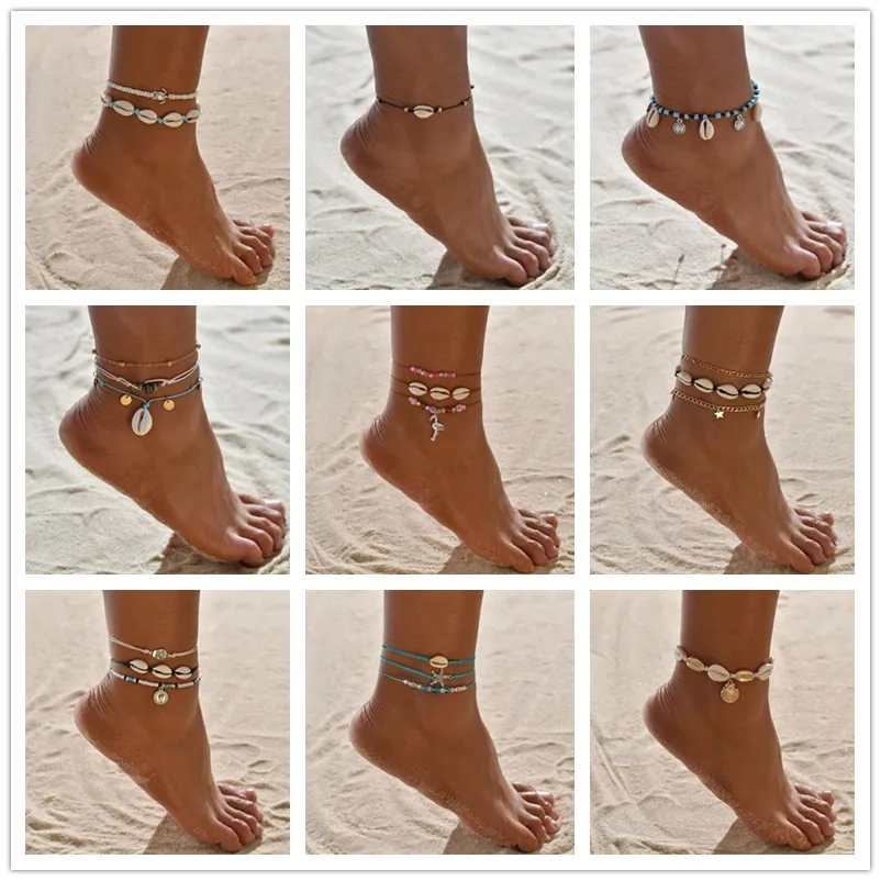 

Terreau Kathy New Natural Shell Conch Rope Charms Anklets For Women Summer Beach Wave Shell Barefoot Bracelet Anklet For Women
