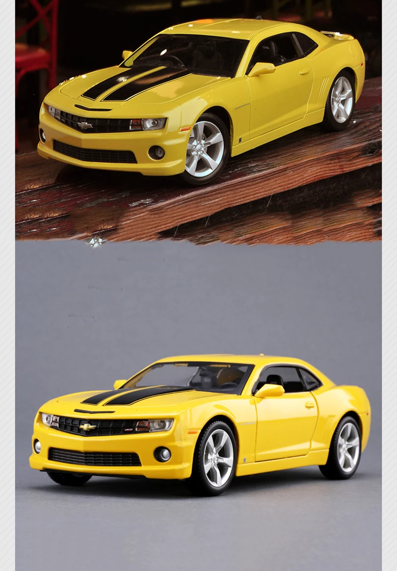 1/24 Chevrolet Camaro SS RS 2010 Bumble Bee желтый цвет Модель автомобиля игрушки для детей Brinquedos коллекции дисплеев