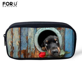 

FORUDESIGNS Rose Dog Prited Cosmetic Bag For Teenage Girls School Makeup Small Bag For Children Pencil 3D Coin Case Storage