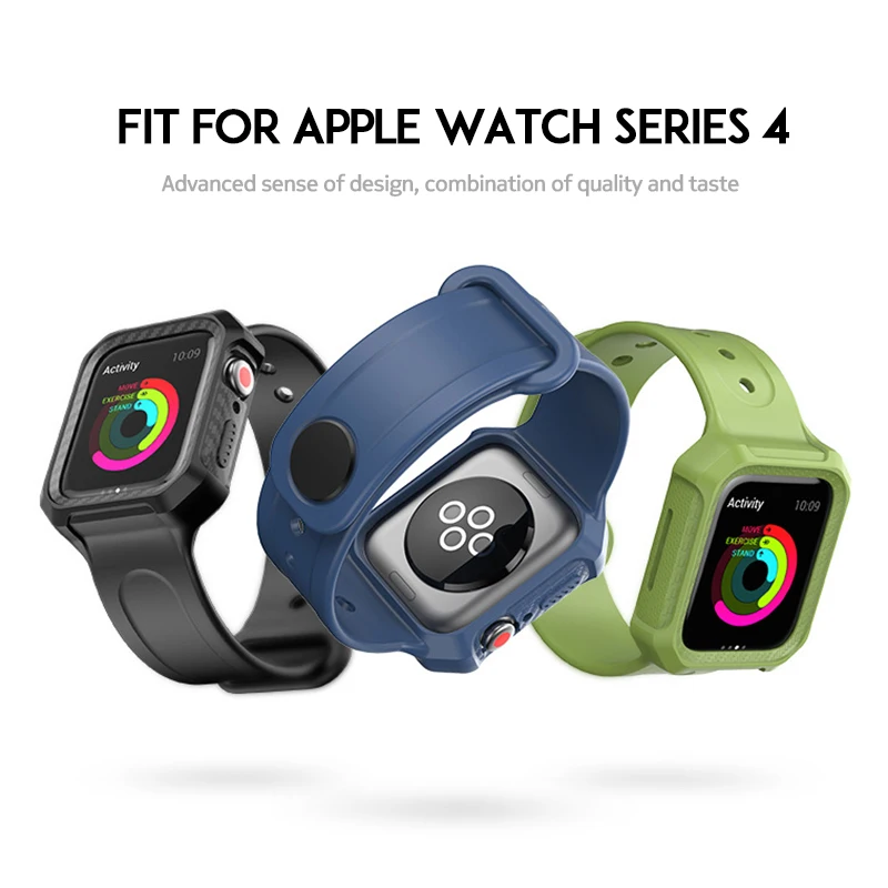 

Laforuta For Apple Watch Band 44mm 40mm Soft Silicone Sports Strap with Protective Case for iWatch Series 4 Men Women Bracelet