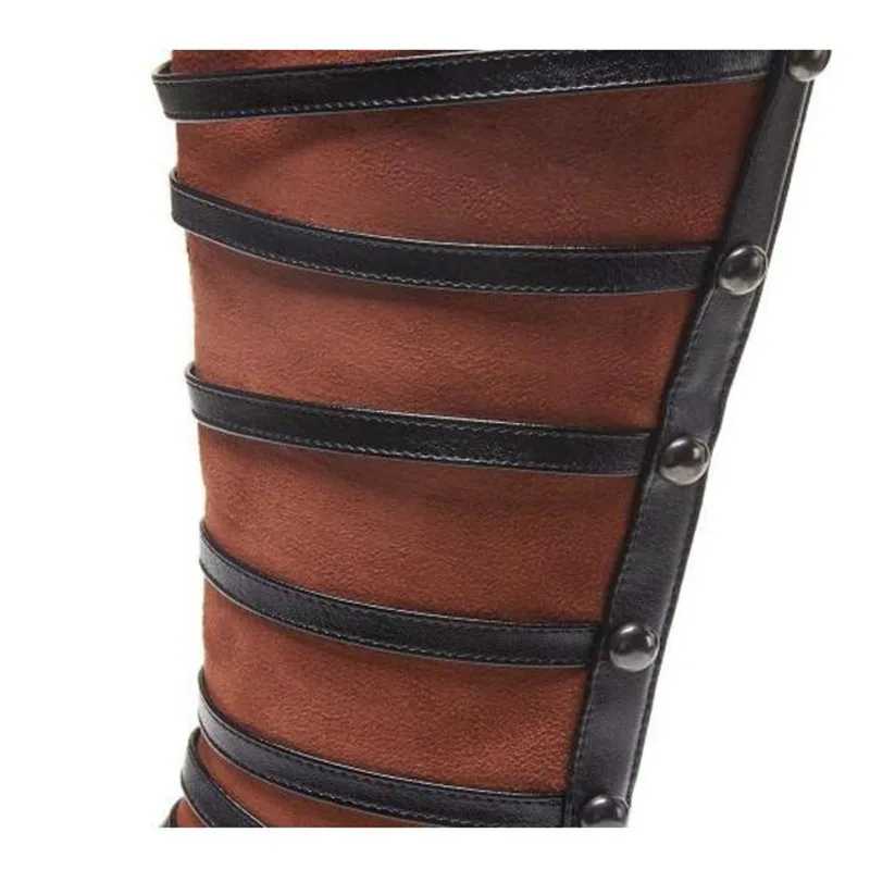 Haute Rond Noir brown Nous Personnalité Pour Nouveau Genou Angleterre 18 Chevalier Chaussures Dame Éclair Mode Fermeture Bottes Femmes Bout Black kiOPXZu