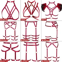 Красный для тела жгут бюстгалтер на бретельках эластичные пояса с резинками Harajuku в стиле «панк» с вырезами в виде пентаграммы сексуальное нижнее белье бондаж ночные клубы рейв