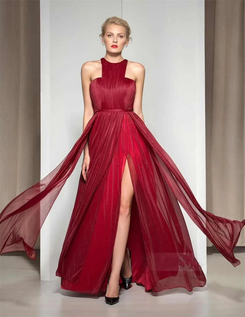 dark red evening dresses